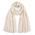 Minimalist beige pleated rectangle scarf made of cotton linen fabric on white background - 180*85CM / Beige