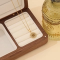Collana retrò con ciondolo girasole e occhio di tigre in scatola di legno - 2#Pietra Occhio di Tigre