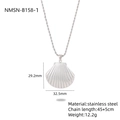 Silberne Edelstahl-Muschel-Halskette mit detaillierten Größen- und Gewichtsangaben - Muschel-Halskette (NMSN-B158-1) / Silber