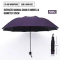 Purple folding umbrella with 10-rib structure, 105cm diameter for sun and rain protection - 10k Outward-folding Manual Umbrella Purple No Edging / Gift Box Not Included