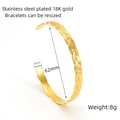Adjustable woven texture open bangle in 18K gold plated stainless steel for women - Classic Braided Texture Style (ZXG670)