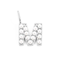 Elegant 14K gold plated silver tone initial letter M pendant with pearl inlay for DIY - Silver-M