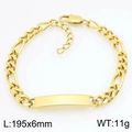 Gold-tone stainless steel Figaro chain ID bracelet for men with engravable plate - A Style (KB211378-KFC) / Gold