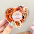 Elastic heart-box hair ties in brown, orange and beige colors for kids - Orange Brown (50Pcs Boxed)