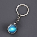 Solar system galaxy keychain with luminous blue nebula glass pendant on silver metal - Standard Spec / Deep Blue Galaxy (14)