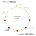 Gedetailleerde maattabel voor gouden rvs ketting met rode glazen steen hanger - Ketting / 42+5cm / Rode Zirkonia (Goud)