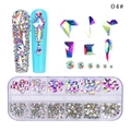 Nail art AB crystal rhinestone set in a 12-slot storage box with various shapes 04 - AB Aurora Multi-Shape Rhinestone Style (04#)