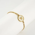 Bracelet Figaro plaqué or 18 carats avec pendentif en nacre blanche et lettre W - Lettre W - Nacre Blanche