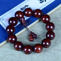 Polished red sandalwood beaded bracelet with brown Chinese knot tassel and wood pendants - Premium Accessory Style / 18mm*13 Beads