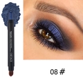 Blue dual-ended waterproof eyeshadow stick 08 with model eye makeup and swatch - 08 Deep Blue
