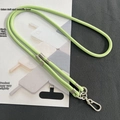 Detail of adjustable 8mm light green crossbody phone lanyard with silver metal buckle - 8mm Dual Adjustable / Apple Green