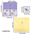 3D purple bouquet pop-up gift card with yellow envelope and detailed size dimensions - S845 Purple Floral Bouquet 3D Pop-up Card With Envelope