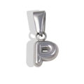 Polished silver stainless steel bubble letter P pendant charm with metal loop - P-Steel