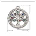 Macro detail of Tree of Life pendant in stainless steel with multi-color rhinestones - Tree of Life / Silver