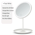 Miroir de maquillage blanc perle, modèle standard sans LED, avec base de rangement large - Sans Lumière / Blanc