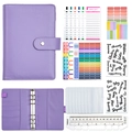 Purple A6 PU leather budget binder planner set with zipper envelopes and budget sheets - Luxury Set-Purple