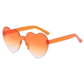 Trendy heart-shaped rimless sunglasses featuring orange gradient lenses and transparent frames - Two-tone C25