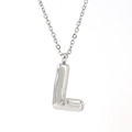 Silver bubbly inflatable-style letter L pendant necklace in polished stainless steel - Steel Color Letter L