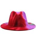 Cappello Fedora in lana a tesa larga con sfumatura tie-dye in rosso, viola e verde - Tie-dye Rosso Viola Verde