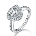 Luxury 925 sterling silver ring with a trillion-cut moissanite and double halo setting - US 5.25 / Double Halo Triangle