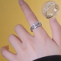 Anillo abierto de cadena plateada con circonitas micro pavé, estilo lujoso ajustable - Abierto Ajustable / Plateado