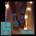 Luminous henna style butterfly tattoo stickers on feet glowing in blue cyan JSN-015 - JSN-015 (Luminous Mandala Fluorescent)