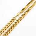 Classic 18K gold plated Cuban link necklace with lobster clasp in stainless steel - 9mm / 50cm
