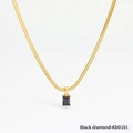 Golden snake chain necklace featuring a square black zircon pendant in four-prong setting - Black Zirconia (KDD101)