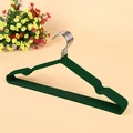Dark green PVC coated metal hangers with anti-slip notches for clothes storage - Dark Green