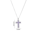 Cross necklace with purple and white cubic zirconia stones in silver titanium steel - Silver Purple Cross (A816)