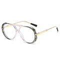 Classic pilot-style sunglasses with grey-pink gradient frames and gold metal double bridge - Grey Pink
