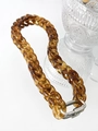 Chunky amber tortoiseshell acrylic chain necklace with a sturdy silver metal safety buckle - 60cm Amber Light Brown Necklace