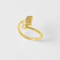 Verstelbare 18k vergulde open ring met letter E en schitterende zirkonia's - Letter E