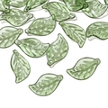DIY green acrylic leaf pendants for handmade necklaces and bracelets with leaf vein texture - 10pcs/Pack / 11x19mm / Green