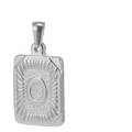 Pendentif rectangle en acier titane 18K avec lettre O gravée en couleur argent - Lettre O