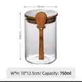 750ml glass storage jar with bamboo lid and spoon, size 10x12.5cm for kitchen grains - 100*120 (With Bamboo Lid + Wood Spoon)