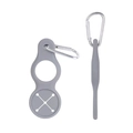 Grey silicone tracker protective case with a silver carabiner for outdoor hiking use - Gray
