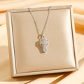 Luxury leopard head pendant necklace with micro-set zircons and green gemstone eyes - Silver Leopard Head