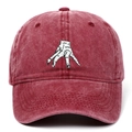 Vintage washed burgundy baseball cap with Thing embroidery from Wednesday TV series - Adjustable / Burgundy