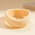 Chunky cream acrylic irregular bangle with smooth wavy edges and a vintage minimalist finish - White (Standard)