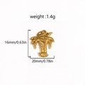 Detailed size view of a golden stainless steel palm tree pendant with measurements - Small Gold Palm Tree Pendant