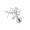 Titanium alloy flower labret stud with zircons measuring 0.34cm by 0.36cm in silver finish - 4# Silver Flower Cluster Style