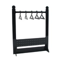 Black acrylic jewelry stand with five coat hanger hooks and earring holes display - Large Hanger Style Earring Rack Black