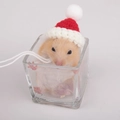 Handmade knitted Christmas Santa hat for hamsters with adjustable white drawstring - Christmas Santa Hat