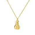 Halskette aus 18k vergoldetem Edelstahl mit einem Geldsack-Anhänger und Dollarzeichen - Goldener Geldsack