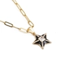 Collana hip hop dorata con ciondolo a stella in smalto nero e zirconi scintillanti - Nero
