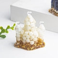 White crystal resin fairytale castle figurine with gold foil flakes and white granules - White Shell