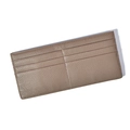 Slim khaki leather card holder wallet with multiple slots and lychee grain texture - Khaki