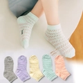 Five-pair set of breathable mesh baby socks in pastel colors for summer comfort - Striped Mesh (Assorted)