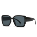 Classic oversized square black frame sunglasses with dark grey lenses for women - Black Frame / Black Lens